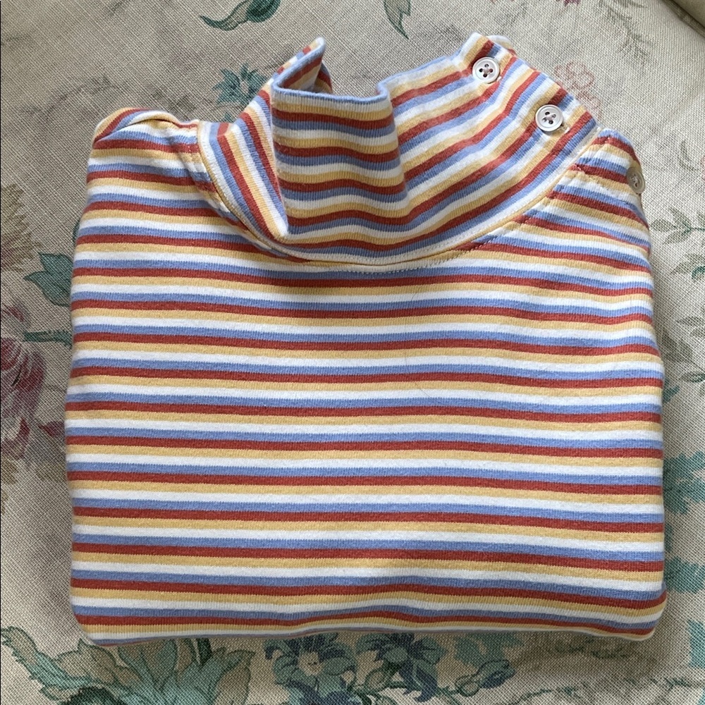 Vintage Orvis Stripe Turtleneck Heavy Cotton Top Size S